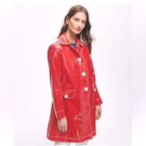 BROOKS BROTHERS Red vinyl Rain Car Coat Jacket S